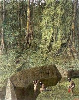 Fôret tropicale, ruines d'une plantation d'indigo III (avec 3 baigneuses)