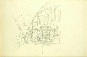 "L'atelier à Stampa", 31 x 47,5 cm. 1949-50. Dessin   - giacometti
