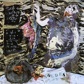 "Soldes", 180 x 180 cm. 1999. Peinture sur toile - REBEYROLLE