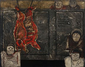"La grande boucherie", 250 x 300. 1963. Technique mixte huile sur toile - SEGUI