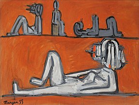 Sans titre, 1955. Gouache sur carton contrecoll. 48 x 64 cm - maryan