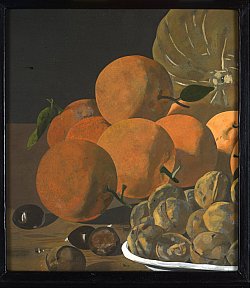"D'apres Luis Melendes, detail of Still Life with oranges and walnuts", 17,1 x 15,2-cm. 1996-2000. Peinture sur carton - blake