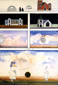 "Goose and Peacock" 71,1 x 50,8 cm. 1981. Crayons de couleur, gouache et huile sur papier - SaulSteinberg