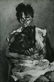 "Femme a l'eventail", 41 x 27 cm. 1966.
Huile - VALLORZ