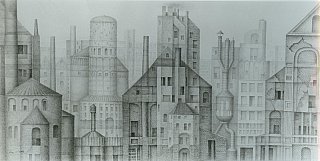 " Ville industrielle ", 155 x 31 cm. 1965-1967. Crayon - klapper