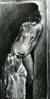 "Nu à la chemise", 151 x 57 cm. 1966.
Huile - VALLORZ